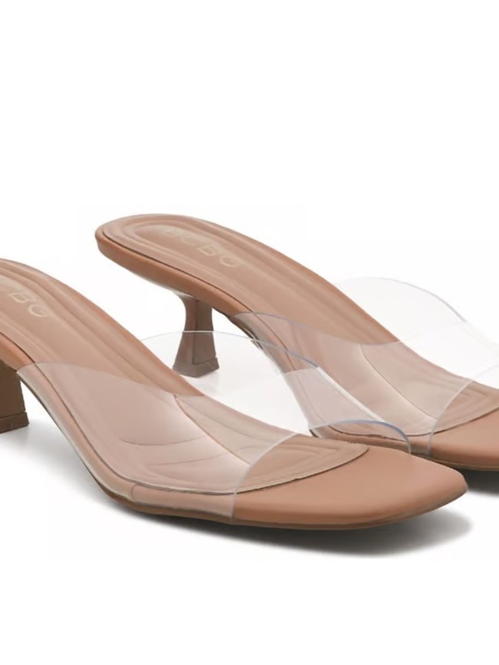 BCBGeneration Clear Strap Nude Slide Mules